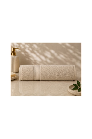2 Li Banyo Havlu Seti 70x140 + 50x90 Yumuşak Dokulu Yüksek Emici Banyo Ve El Yüz Havlusu Takımı Bej