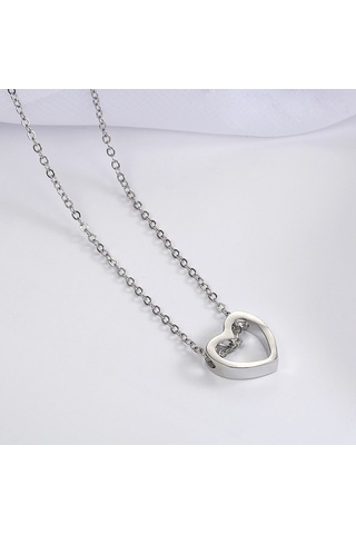 Moda Kolye Kalp Tasarım İçi Boş Basit Kolye Gümüş Çok Renkli