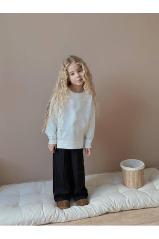 Miniko Kids Kız Çocuk Yıldız Taşlı 2li Pamuk Takım Ekru