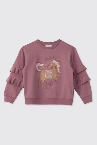 Panço Kız Çocuk Baskı Detaylı Mürdüm Sweatshirt Mor