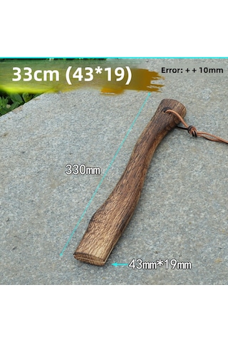 Hombey 33 Cm Deri İpli Mini Bıçak Sapı - Dayanıklı Yeşil Ağaç Odunu, Konforlu Tutuş, Hassas İşler İçin Kısa Boyut