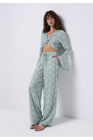 Colin's Colins Regular Fit Yüksel Bel Geniş Paça Kadın Yeşil Pantolon Cl1074668 Q1.v1 Mgr Mint Yeşili