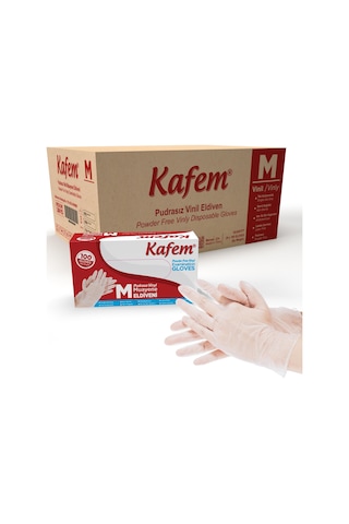 Kafem Beyaz Vinil Eldiveni Pudrasız M 100 Adet X 20 Paket Koli