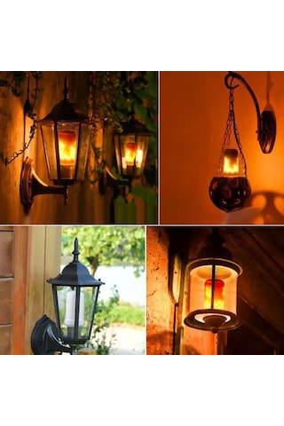 Kangvka Dinamik Alev Efekti Led Ampulü - 3 Işık Modu Alev, Sürekli, Nefes - Smd2835 99 Led - 1800-2000k Sıcak Beyaz - Dekoratif Işık Kaynağı