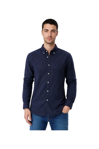 Arma Ar-ma Erkek Keten Gömlek Baskisiz Basic Düğme Kapamali Cepsiz Uzun Kollu Gömlek Dokuma Kumaş Regular Fit %60 Pamuk %40 Keten Y31485118102 Lacivert-l1