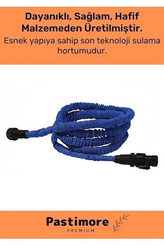 Dayanıklı Kırılmaz 3 Modlu Uzayan Bahçe Sulama Araç Yıkama Hortumu 30 Metre Mavi