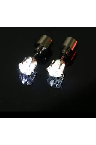 Led Işıklı Kristal Küpe Beyaz
