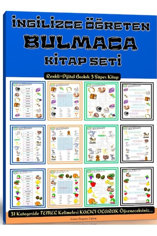 İngilizce Öğreten Bulmaca Kitabı 3 Kitaplık Süper Set