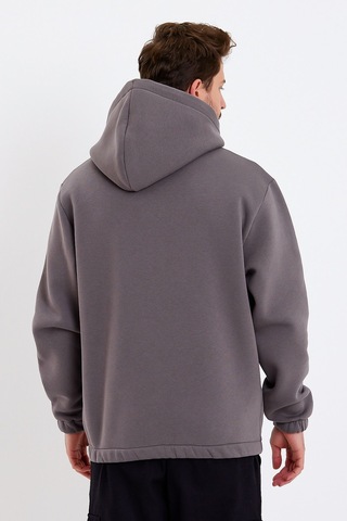 JAHR MARC Gri Nakışlı Oversize Erkek Sweatshirt Gri