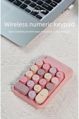 Renkli Daktilo Tarzı Vintage Kablosuz Wıreless Numeric Keypad 18 Tuşlu Sayısal Klavye Numpad