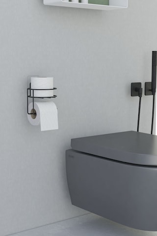 Zabata Yapışkanlı Tuvalet Kağıtlığı Tutacağı Askısı Mat Siyah Metal Tuvalet Kağıtlık Yuvarlak Model Siyah