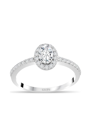 E Renk 0.70 Karat Oval Taç Yüzük Gold