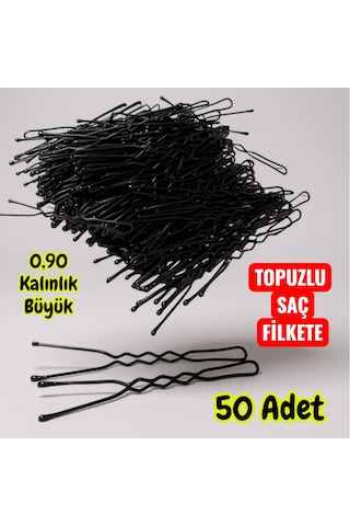 Technow Siyah 6 Cm Büyük Topuzlu Kalın Saç Firketesi 0.90 Siyah 50 Adet Siyah