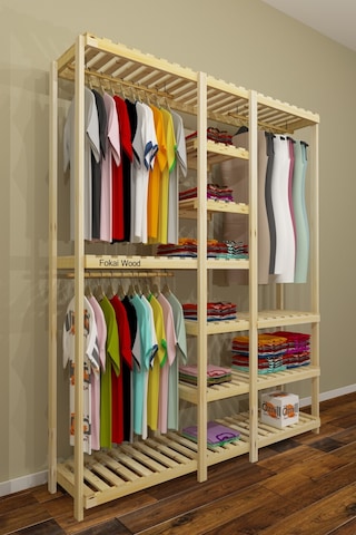 Tres Jj- Açık Ahşap El Yapımı Elbise Dolabı