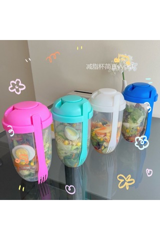 Hfambition Klein Mavi 1000ml Sağlıklı Kahvaltı Salata Kupa - Yoğurt, Süt İçin Sporluk Kullanıma Uygun Dayanıklı Cam Bardak Çok Renkli