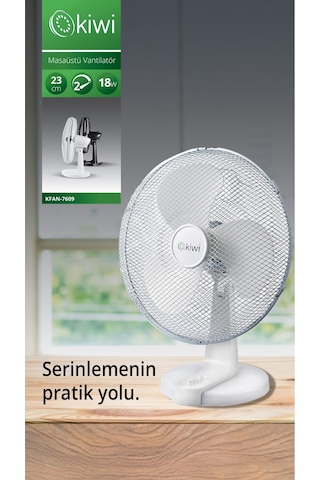 Kiwi KFAN-7609 9" 2 Kademeli 18W Masaüstü Vantilatör