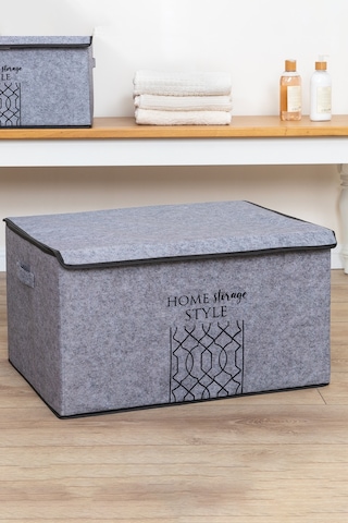 Keçe Kapaklı Çok Amaçlı Mega Plus Kutu Gri 57x41x31 Cm