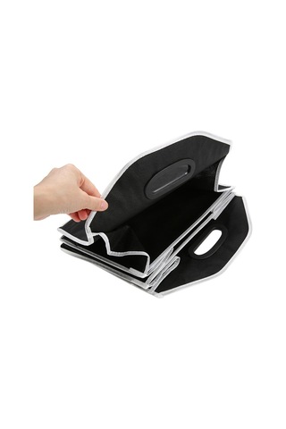 Monyee Araba Bagajı Çekirdekli Depo Kutusu, 3 Bölmeli Ve Çok Cüzdanlı, Kolay Katlanabilir, Geniş Kapasiteli Siyah Non-woven Organizer