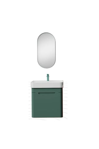 Creavit Colorit Çekmeceli Lavabo Dolabı 60 Cm Ve Ayna Nil Yeşili