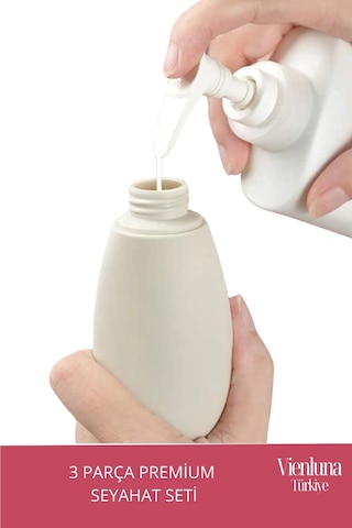 Premium Ürün Özel Çantalı Taşınabilir Tatil Seyahat Plaj Deniz Makyaj Krem Sprey Banyo Seti 3 Parça