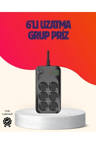 Usb Type-c Destekli Termal Korumalı 6 Lı Uzatma Priz 10a 2m Standart