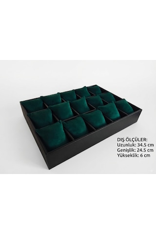 15 Li Suni Deri Kadife Yastıklı Saat Organizer Kapaksız