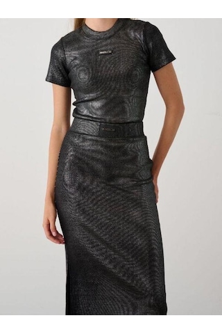 Kız Çocuk Kaşkorse Uzun Kalem Etek-15349 Füme