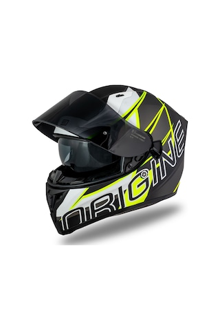 Strada Competition Beyaz-sarı-siyah Kask Güneş Vizörlü C1 Gri