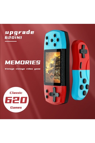 Vkemall G620 El Tipi Oyun Konsolu 3.0 İnç Renkli Ekran 620 Eski Oyun Av Bağlantı Desteği Kumanda İle Kırmızı-sarı