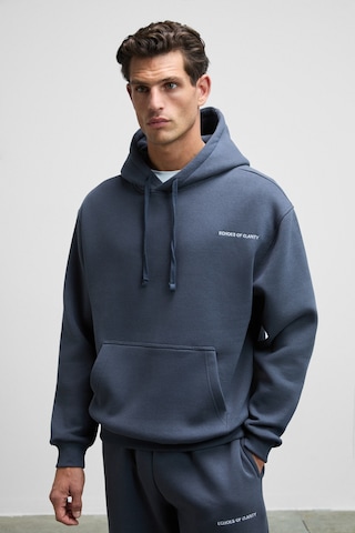 Grimelange Scarn Erkek Pamuklu İçi Polarlı Nakışlı Kapüşonlu Relaxed Koyu Gri Sweatshirt