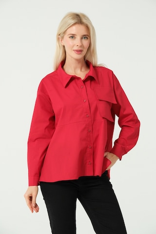 S'amore Clothing Cep Detay Polo Yaka Gömlek Kırmızı