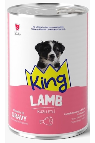 King Et Parçacıklı Kuzu Etli Yavru Köpek Konserve 400 Gr 48 Adet