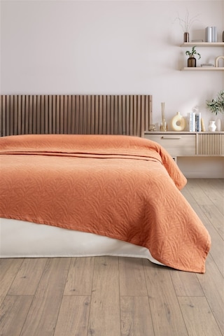 Tek Kişilik Kabartmalı Kalın Pike-jakarlı Yatak Örtüsü - %100 Pamuk-160x260 Cm-kayısı Kayısı Kayısı