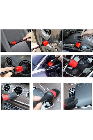 Samdoo 10 Parça Otomobil Temizlik Seti: 5 Adet Detay Fırçası, 3 Adet Tel Fırçası Ve 2 Adet Klima Vantiliyon Fırçası - Siyah Ve Yeşil Kombinasyon