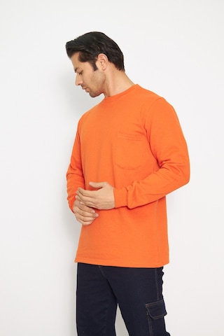 Orange Safety Sıfır Yaka Sweat %100 Pamuk Turuncu