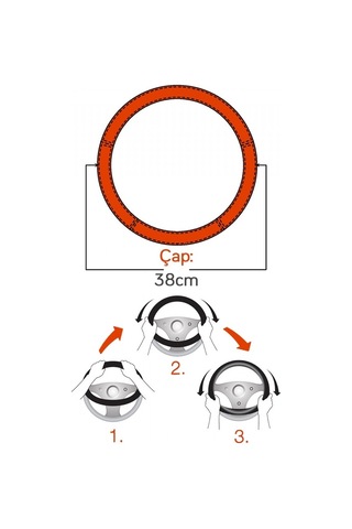 Carub Direksiyon Kılıfı 38 Cm Siyah Kırmızı Dikişli Br1841930 170-05-00034