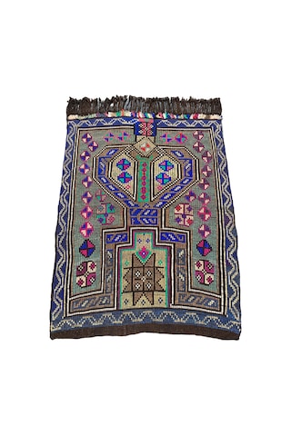 El Dokuma Sıfır Mut Kilimi 105x130 Renkli Kök Boya Kilim