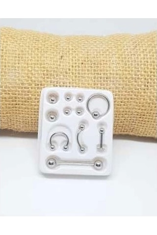 11 Parça Piercing Cerrahi Çelik Ve Piercing Topu Seti Piirsing Diğer