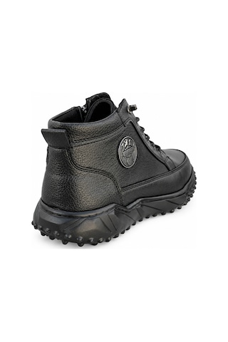 Yalçın Erkek Siyah Suni Deri Kışlık Bot Lastik Bağcıklı Yan Fermuarlı Outdoor Trekking Bot Siyah - 925399672 Siyah