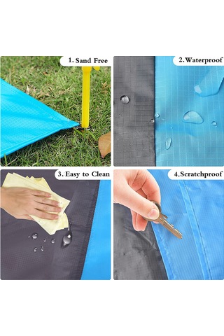 Neevoyu 210t Poliester Mavi Gradyan Piknik Döşemi - Su Ve Kum Dayanıklı, 210x200cm, Taşınabilir, Kamp Ve Plaj İçin Mavi