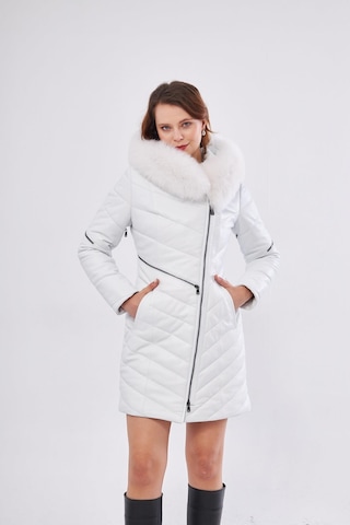 Derinss Dka1704 Hakiki Deri Kadın Beyaz Kaban/mont 001