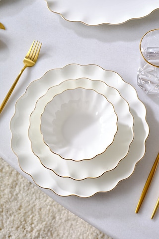 Karaca Fine Pearl Extra Shell 55 Parça 12 Kişilik Yemek Takımı Gold