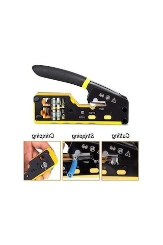 Besthome1 Modüler Sarı Ratcheting Veri Kablosu Crimper Tel Stripper Cutter Rj11 Rj12 Rj45 1 Adet