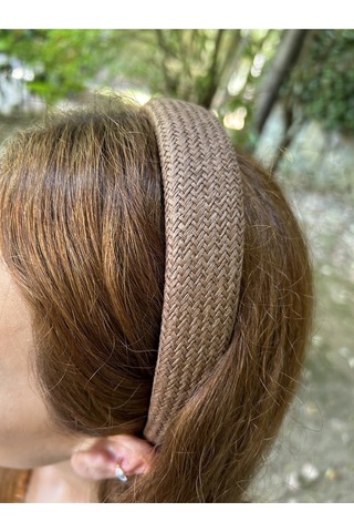Hasır Ince Kadın Saç Tacı - Kahve Kahverengi