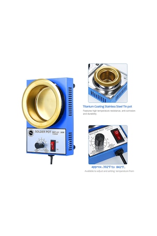 Hallow 300 W 220 V 100 MM 1200g Mini Kurşunsuz Lehim Pot Titanium