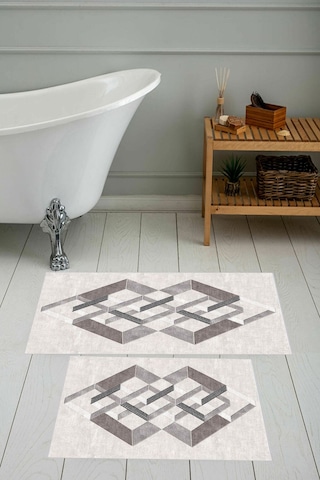 Eliana Home Dijital Baskı 2'li Banyo Paspas Takımı Lna5-0729 100x60 Ve 60x50 Cm Krem