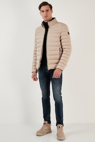 Buratti Dik Yaka Fermuarlı Cepli Slim Fit Şişme Erkek Mont 649002 Vizon