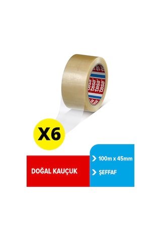 Tesa Koli Bandı Doğal Kauçuk Şeffaf 100mx45mm X6 Adet 6 Adet