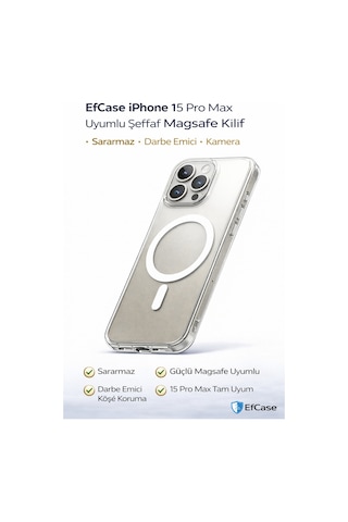 Apple iPhone 15 Pro Max Uyumlu Şeffaf Magsafe Kılıf Sararmaz, Darbe Emici, Premium Silikon Kapak