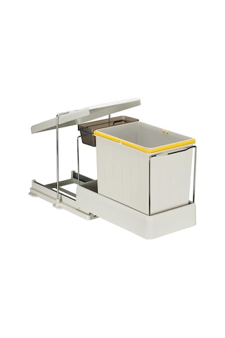 Çöp Kovası Plastik Taşıyıcılı Raylı 40Cm 16Lt+1Lt Açık Gri